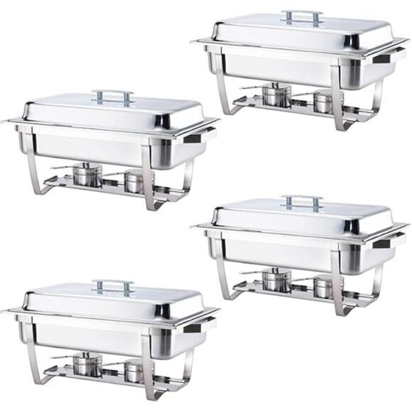 4 Pack 8QT Chafing Dish High Grade Stainless Steel Chafer Complete Set - Picture 7 of 7